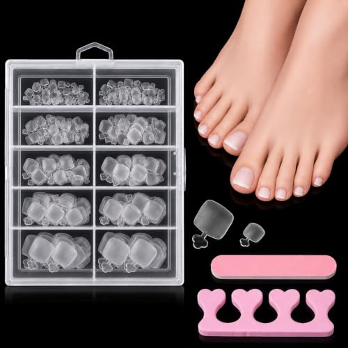 Forhandy 240 stycken konstgjorda tånaglar sats, 12 storlekar falska tånaglar | för fastsättning med tåseparator och nagelfil, full cover toe nails spetsar fotnaglar för limning