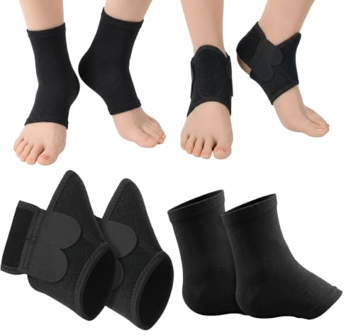 Quilax 2 par ankelbandage för barn, ankelband, 2 stilar, justerbart fotledband, ventilerande ankelbandage med kardborreband, för löpning, dansskoter, skidåkning, storlek S