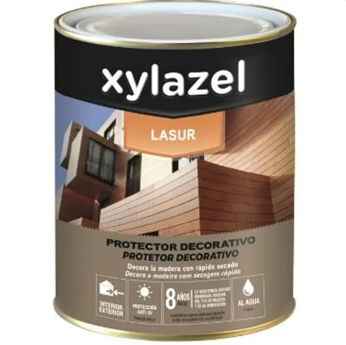 XylazeI Lasur Protector Decorativo para Madera Mate 4 L (Nogal) | Protección UV 8 Años, Acabado Mate, 4 Litros, Color Incolor