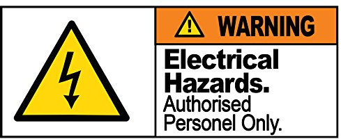 4 x WARNING - ELECTRICAL HAZARD - Warning Sign Removable Self Adhesive Waterproof Durable Vinyl Label Sticker 225mm x 106mm