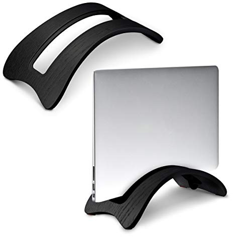 kalibri Laptop Ständer Notebook Stand - Halterung aus Holz - 1x Silikoneinsatz für MacBook/Air Retina/Pro/Tablet iPad - Eichenholz Schwarz
