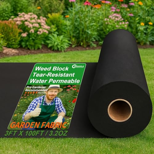 HOOPLE 3FT*100FT Premium Landscape Fabric Weed Barrier, Durable & Heavy-Duty, Thick Weed Barrier Fabric, Easy Setup & Superior Weed Control
