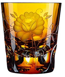 ARNSTADT KRISTALL Trinkglas Becher Rose amber (8,5cm) Kristallglas mundgeblasen · handgeschliffen · Handmade in Germany