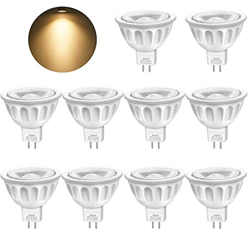 Boxlood Bombillas LED GU5.3, MR16 LED 5W Lámparas Halógenas Equivalentes a 50W, LED 12V MR16, Blanco Cálido 3000K, Bombillas led 500LM, LED GU5.3 40° Luz, 10 Pack
