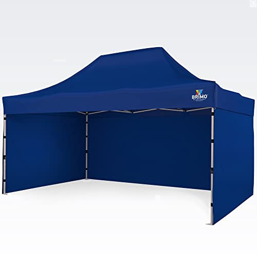 BRIMO Pergolato 100% impermeabile con 3 parti laterali – 5 anni di garanzia (3 x 4,5 m, blu)