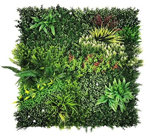 Tuda Grass Direct Artificial Living Green Wall Panel Decoration for Indoor & Outdoor Realistic Plastic Plants - 1m X 1m - Floral Dream
