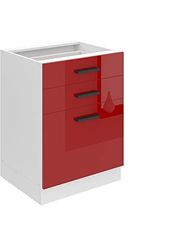 Belini Unterschrank SDSZ 60 cm, ohne Arbeitsplatte, Rot Hochglanz | Küche, Küchenunterschrank Breite, Küchenschränke, Küchenschrank mit Schubladen