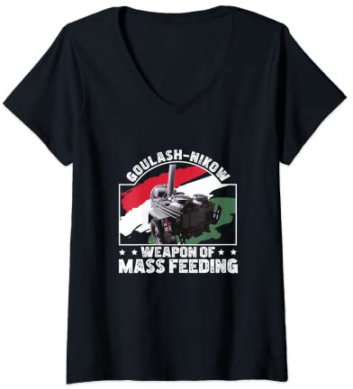 Womens Goulash Cannon Goulash-Nikow Mass Feeding Hungary Dish V-Neck T-Shirt