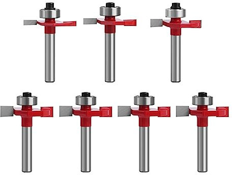 7pcs/set 6.35mm Shank Depth Slot Cutter Router Bits, Wood Carving T-Type Biscuit Joint Slot Cutter Jointing Slotting Router Bit
