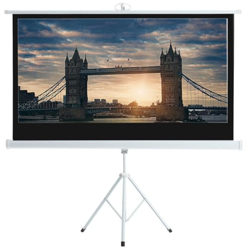 INMOZATA 72 Projector Screen and Stand, 16:9 HD Projector Screens Pull Down with Tripod Stand for Office Home Cinema Party, Indoor Outdoor Portable Projector Movie Screen for Garden