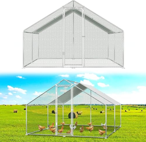 Jopassy Freilaufgehege Hühnerstall 3x4x2m, Außengehege Verzinkter Stahl Kleintierstall, Geflügelstall mit Schloss, Freigehege für Hühnerkäfig, Kleintiere Vogelkäfig und Haustierkäfig