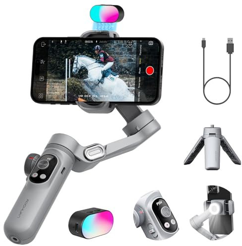 Professioneller Gimbal-Stabilisator für Smartphone, RGB-Magnet-Nachfülllicht, OLED-Display, LED-Licht, Gesichtsverfolgung, Gestensteuerung, professioneller 3-Achsen-Stabilisator XPRO kit