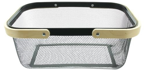 Metallkorb Bambushenkel, mattschwarz, Henkel umlegbar, natur Maße: 40 x 24 x 17 cm, GH 30 cm