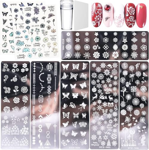 8 Pcs Plaque de Stamping Nail Art - Modèle de Tampon à Ongles Pour Femmes - Gabarit Pour Nail Art