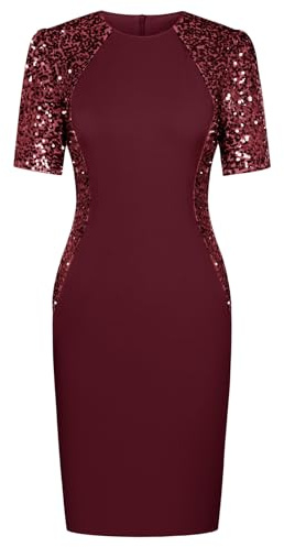 GRACE KARIN Damen Pailletten Kleid Rundhals Glitzer Bodycon Abend Party