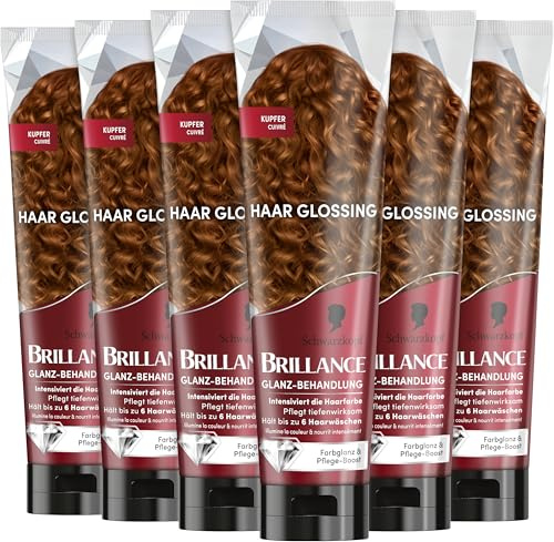 Brillance Glanz-Behandlung, Haar Glossing Kupfer (6x150 ml), pflegt und intensiviert die Haarfarbe, kann wie eine Haarmaske angewendet werden, hält bis zu 6 Haarwäschen