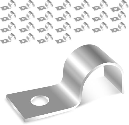 Jyvex 30 Piezas Grapas Cable Pared, Acero Inoxidable 304 Sujeta Cables Pared, Ø 8mm Abrazaderas Metalicas Para Tubos, Clips de Cable Para Sistema de Fijación de Tubos y Cables