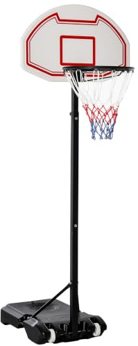 HOMCOM Basketballkorb Outdoor mit Rollen 155-210 cm Höhenverstellbar | Transportable Basketballständer, Tragbar Basketballkorb, PE+Stahl