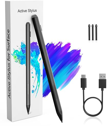 Surface Pen - Surface Stylus für Surface Pro 11/10/9/X/8/7/6/5/4/3, Surface Go 4/3/2/1, Surface Laptop/Studio/Book 4/3/2/1 Stylus Stift mit Palm Rejection, 4096 Druckstufe, USB C Aufladung