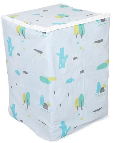 OKUMEYR Peva Waterproof Washing Machine Cover, Modern Geometric Top Load Protector, Roll-up Design, Dustproof Laundry Cover for Washer and Dryer