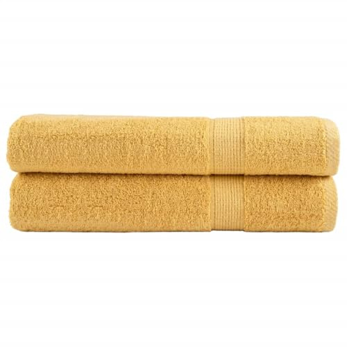 Sufrk Solund Saunatücher, 2 Stück, Gold, 80 x 200 cm, 600 g/m², Handtücher aus Baumwolle, große Handtücher, ideal für Badezimmer, Fitnessstudio, Hotel und Spa. Sehr saugfähig