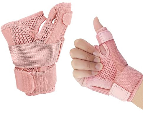 Daumenbandage Links und Rechts, Daumenbandage, Daumenschiene, Daumenorthese, Orthese Daumensattelgelenk für Männer und Frauen (Rosa)
