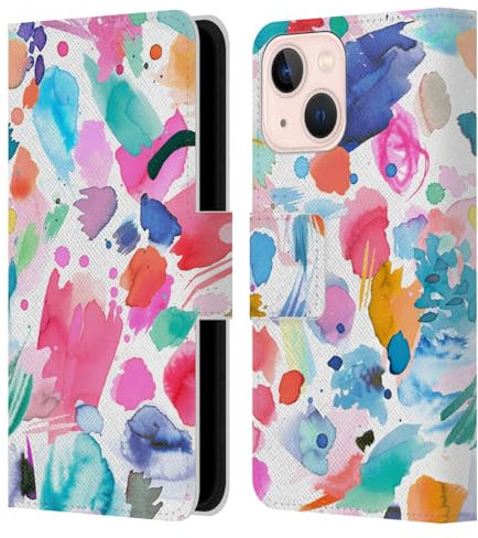 Head Case Designs Licenza Ufficiale Ninola Scarabocchi Rosa Stampe Colorate Custodia Portafoglio in Pelle Compatibile con Apple iPhone 13 Mini