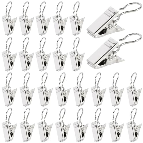 150 Stück Gardinen Klammern mit Haken, Nickel-Beschichtung Rostfrei mit Gezähnten Zähnen, 18x9mm Clip für Vorhang, Duschvorhang, Lichterkette & Hotel Schlafzimmer Badezimmer Heimdekoration