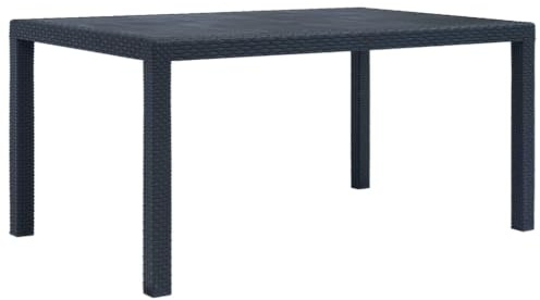 Myheimly Gartentisch Kunststoff Rattan-Optik Balkontisch Terassentisch Tisch Anthrazit,150 x 90 x 72 cm