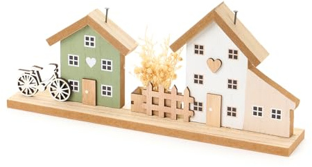 NUVOLE DI STOFFA Casette in Legno Decorative con Cuore, Shabby Chic H13.5 cm 2 Varianti(1pz) A