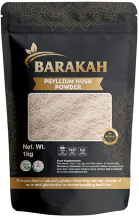Barakah Psyllium Husk Powder 1kg - 100% Natural High Fibre Source - Non-GMO & Vegan - Fine Ground Isabgol for Keto Baking, Smoothies & Shakes - Plant-Based Dietary Fibre