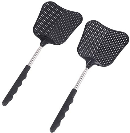 Cpolebev Mücken und Fliegenbekämpfung Kunststoff Fliegenklatsche Einziehbare Edelstahlstange, Geeignet für Den Innen- und Außenbereich (2 Pack)