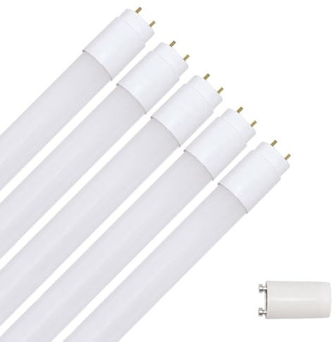 NCC-Licht Lot de 5 ampoules LED T8, 74 cm, 10 W, G13, 1000 lm, lumière du jour 865, 6500 K, avec démarreur