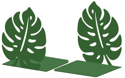 Peacoblue Serre Livre Original Metal Noir, Serre-Livres Feuille de Monstera Design Moderne Serré Livre Decoratif Bureau pour Bureau, Cuisine, Étagère et Bibliothèque, 1 Paire