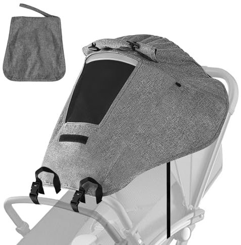 APOMOONS Sonnensegel Kinderwagen uv schutz Mit Aufbewahrungstasche, Sonnenschutz kinderwagen Sonnensegel buggy Sonnenschutz buggy, Sonnenverdeck Mit Sichtfenster für Alltagsreisen, Camping (Grau）