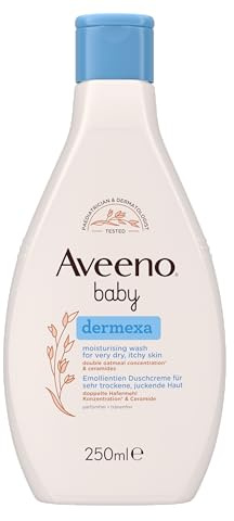 Aveeno® Baby Dermexa Emollientien Duschcreme, 250 ml | Für Babys mit beruhigendem Haferkomplex für sehr trockene, juckende, empfindliche, zu Ekzemen Neurodermitis neigende Haut