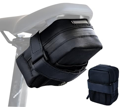 OMJMYY Fahrrad Satteltasche, Satteltaschen für Fahrrad, Wasserdicht | Kompakte Tragbare Fahrradsatteltasche mit Netztasche für Rennrad Mountainbike Gravelbike MTB, 12 x 9 x 5 cm