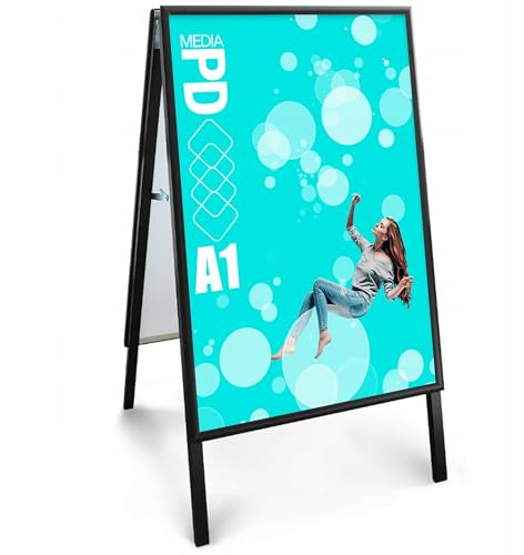 PDmedia Aufsteller Kundenstopper - A1 - Beidseitig - Aluminium - UV Schutzfolie - Schwarz