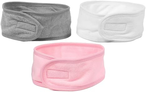 NIYANGLE Lot de 3 Bandeaux pour Cheveux Femme en Coton Doux et Respirant, Bandeau Double Couche Ajustable pour Lavage du Visage et Soins Quotidiens