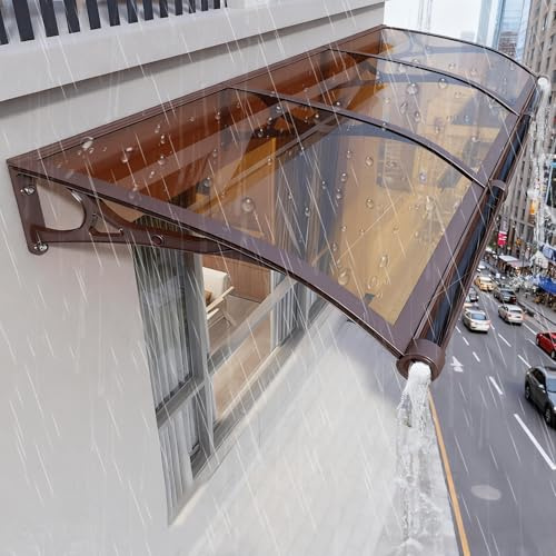 Tettoia per esterno, Pensilina per Porta Esterna con Grondaia, Tettoia in Policarbonato da 45 a 150 cm, Design Espandibile e Silenzioso per Esterni, Patio e Veranda(120×300cm)