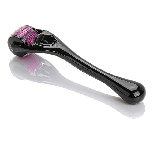 Derma Roller 0,5 mm 540 Aiguilles en Titane, Derma roller Cheveux et Barbe Microneedling Visage, Rouleau Barbe et Rouleau Cheveux, Pour la Régénération de la Peau, Les Soins du Visage