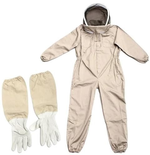 Imker-Schutzbekleidung 1 Set Professioneller, belüfteter Ganzkörper-Imkereianzug mit Handschuhen(XXL)