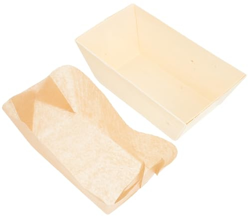 Holzbackofen Brotbackformen 3 Stück mit Papiereinlagen | Mikrowellengeeignet und Gefriersicher, für Teeräume und Bäckerei, Rechteckige Ausführung