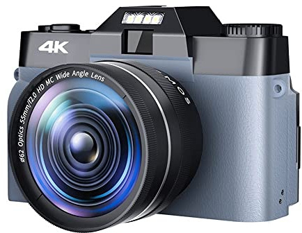 Macchina fotografica digitale, 48MP 4K Fotografia Fotocamera digitale Flip Screen Selfie Videocamera Wide Macro Lens Videocamere Time Lapse(128G TF Card,With Lens-04)
