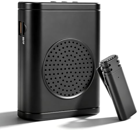 Amplificador de voz con micrófono, amplificador de voz inalámbrico con micrófono Lavalier inalámbrico, altavoz portátil Bluetooth, para profesores, entrenadores, guías de viaje, reuniones