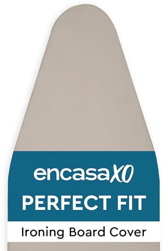 Encasa XO Mini-Bügelbrettbezug mit extra dicker Unterlage, Unifarben, Gummizug, (Passt zu Standard X-Large Boards von 135x45 cm) Hitzereflektierend - Beige