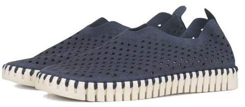 Ilse Jacobsen HORNBÆK | Chaussures Plates pour Femmes | Sneaker à Enfiler en Microfibre recyclée et Semelle en Caoutchouc Naturel antidérapant | Tulip3275 | Navy | 38