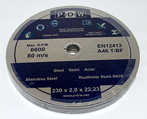 10 Trennscheiben Ø 230mm Wellenduchmesser 22,23mm Dicke 2,0mm f. Winkelschleifer Flexschleifgeräte INOX Edelstahl Metall Flexscheiben 230x22,23x2,0 mm