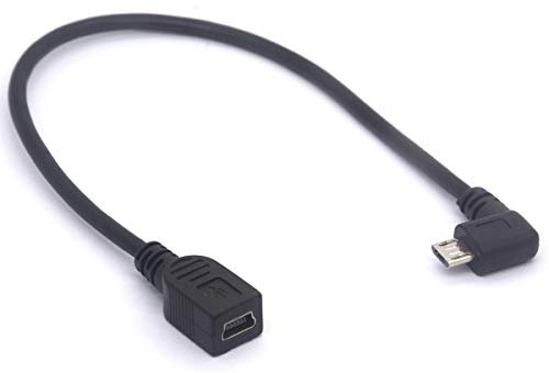 Rechtwinkliger Micro-USB auf Mini-USB-Buchse, Kabelverlängerung – 90 Grad B Micro-USB-Stecker auf Mini-Buchse, Adapter für MP3-Kamera, Smartphone, Tablets (rechts)