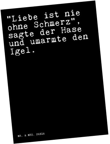 Mr. & Mrs. Panda Postkarte Liebe ist nie ohne... - Geschenk, Ansichtskarten, Liebe Liebeskummer Herzschmerz Verliebt, Fotokarte, Grußkarte, Sprüche, Spruch Weisheiten Zitate Lustig Weisheit Worte